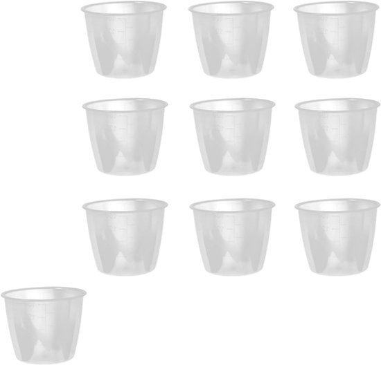 Set van 10 transparante plastic maatbekers - 160ml voor rijst, vloeistoffen en specerijen