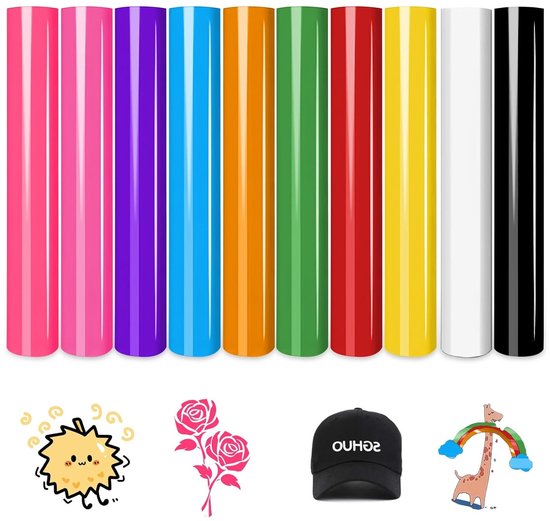 Set van 10 Vinyl Transfer Film voor Textiel - Flexibele HTV Vinyl voor DIY Logos en Stoffen, Geschikt voor Snijmachines en Warmtepers, Lichtbruin