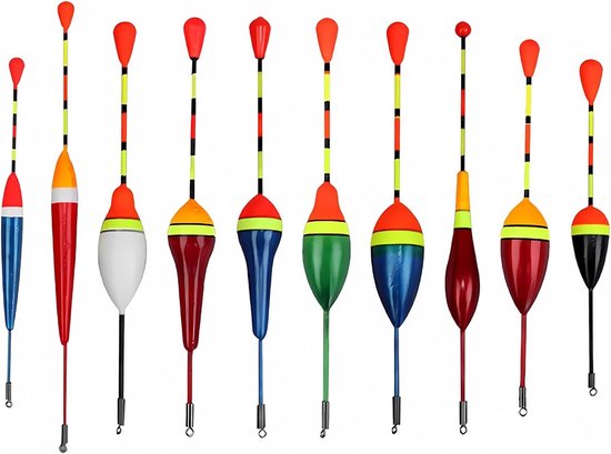 Set van 10 Vissersdobbers voor Verschillende Vissoorten, Ideaal voor Forel en Zoetwatervissen, Lichtgewicht en Duurzaam van Merkloos