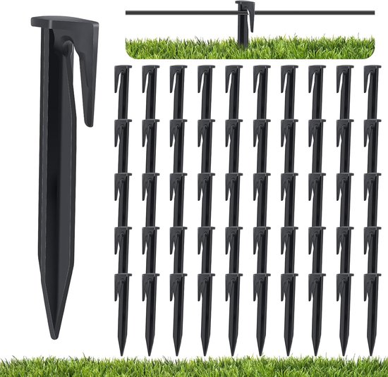 Set van 100 haringen voor robotmaaier, begrenzingskabel, aardnagels kunststof, grondnagels begrenzingskabel, robotmaaier, grondnagels, begrenzingskabel, compatibel met Gardena, Husqvarna