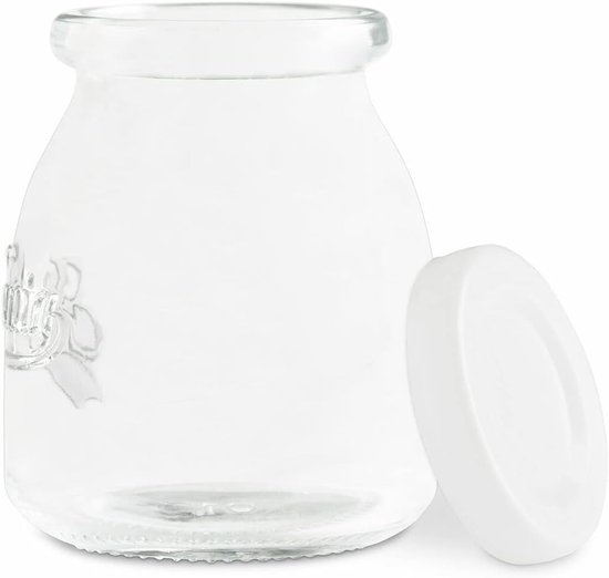 Set van 12 Glazen Yoghurtpotjes met Deksel - 160 ml - Geschikt voor Yoghurtmaker van Merkloos