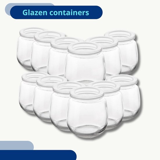 Set van 12 Glazen Yoghurtpotten met Deksel voor Desserts en Inmaken, 300 ml van Merkloos