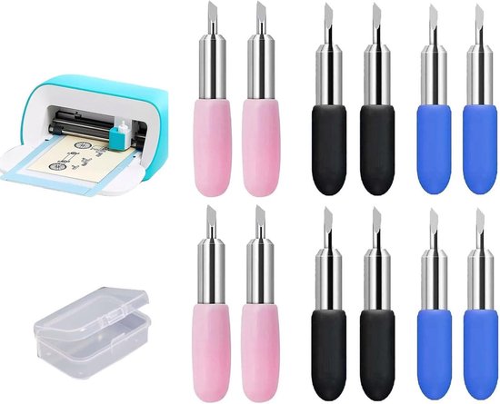 Set van 12 Precisie Snijbladen voor Plotters, Vervangingsbladen voor Papier, Vinyl, Stof en Folie, Inclusief Opbergdoos, Geschikt voor Diverse Snijmachines