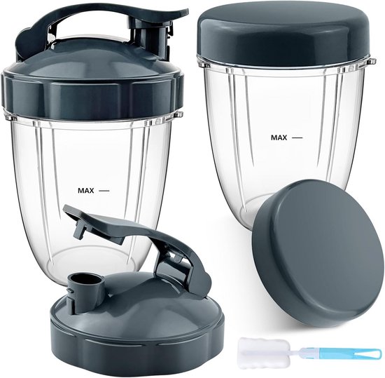 Set van 2 Blenderbekers met Deksel en Borstel, Compatibel met 600W en 900W Modellen van Merkloos