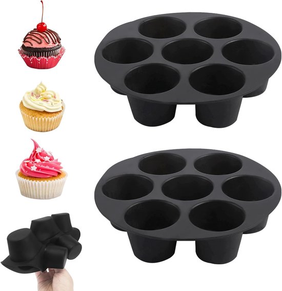 Set van 2 Diepe Muffinvormen, Siliconen Muffinvormen voor Cupcakes en Brownies, Antiaanbak Mallen voor Bakplezier van Merkloos