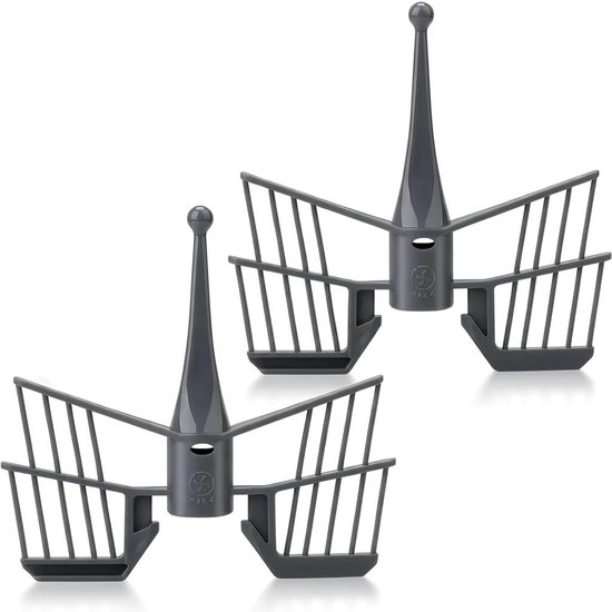 Set van 2 donkergrijze vlindergarde van voedselveilig plastic voor keukenmachines, ideaal voor emulgeren, kneden en verwerken van delicate ingrediënten.