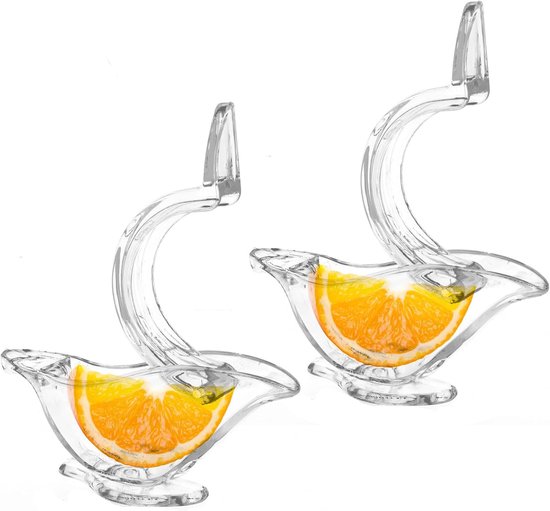 Set van 2 handmatige citroenpersen, draagbare plastic fruitpers, handzame citruspers in vogelvorm, geschikt voor sinaasappels, limoenen en granaatappels. van Merkloos