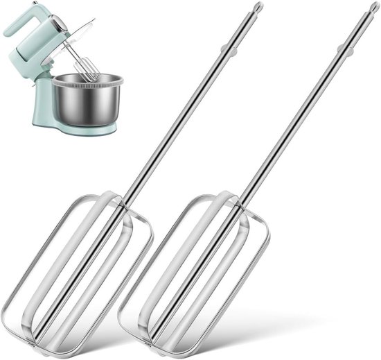 Set van 2 handmixer-bezems, roestvrijstalen eiergarde en deegkneedgereedschap voor keuken en bakken