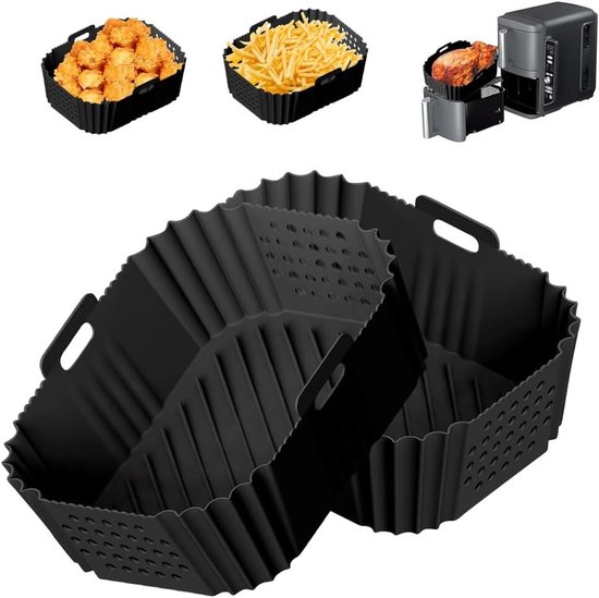 Set van 2 Herbruikbare Siliconen Airfryer Liners, Ideaal voor Koken, Bakken en Grillen in Airfryer van Merkloos