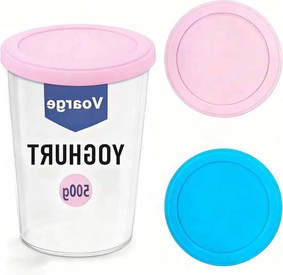 Set van 2 Herbruikbare Siliconen Dekens en Yogurtdeksels voor 150-500g Yogurtbekers, Ideaal voor Versheid en Bewaring van Merkloos