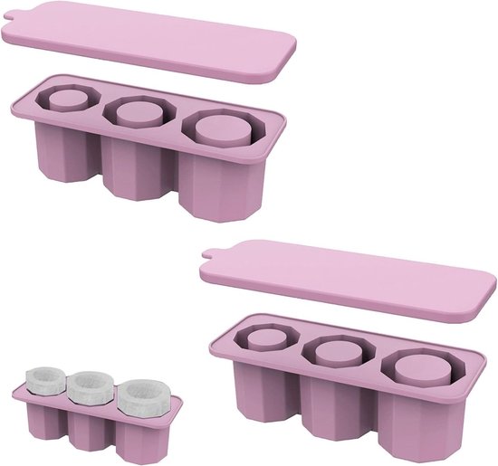 Set van 2 Herbruikbare Siliconen IJsblokjesvormen met Deksel voor 30-40 Ounce Glazen, Perfect voor Drankjes, IJsblokjes Maken en Vrijezer Gebruik