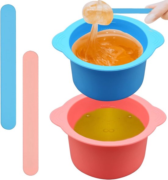 Set van 2 Herbruikbare Siliconen Waswarmers met Antiaanbaklaag - Ideaal voor Koken en Serveren (Blauw, Roze) van Merkloos