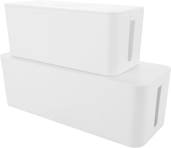 Set van 2 Kabeldozen, Grote en Kleine Formaat, XXL Kabelbeheerdoos voor het Opbergen van Stopcontacten, Oplaadadapters en Verborgen Kabels, Bescherming en Organisatie