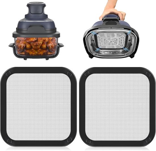 Set van 2 magnetische anti-projectiroosters voor Ninja CRISPi friteuse, rooster van roestvrij staal SUS304 voor glazen container 3,8 l, accessoires voor Ninja Crispi Air Fryer FN101EU