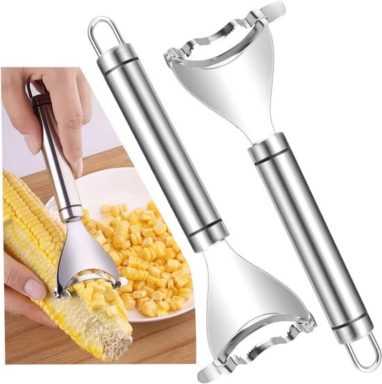 Set van 2 Maïskorrels Pellen en Snijden - RVS Maïs Schiller met Ergonomische Handgreep voor Keuken - Effectieve Maïs Kern Verwijderaar en Snijgereedschap van Merkloos