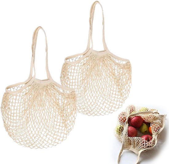 Set van 2 Mesh Shoppertassen voor Fruit en Groenten
