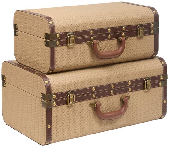 Set van 2 rechthoekige opbergbakken Bonie, beige van ATMOSPHERA CREATEUR D'INTERIEUR