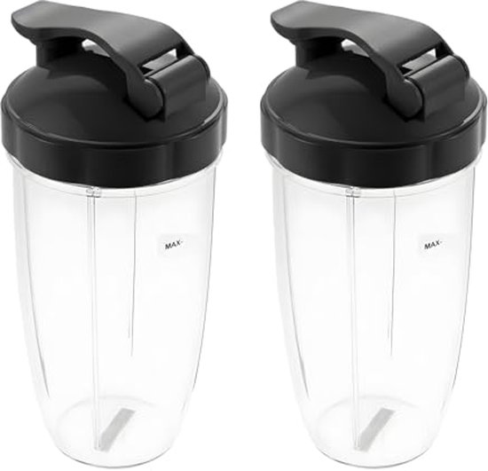 Set van 2 reservebekers 800 ml met flip-top deksel voor smoothies van Nutribullet