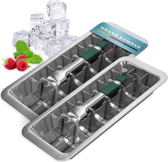 Set van 2 roestvrijstalen ijsblokjesvormen met hefboom-inzetstuk - koude-vriendelijke handgreep - geschikt voor cocktails van OXO