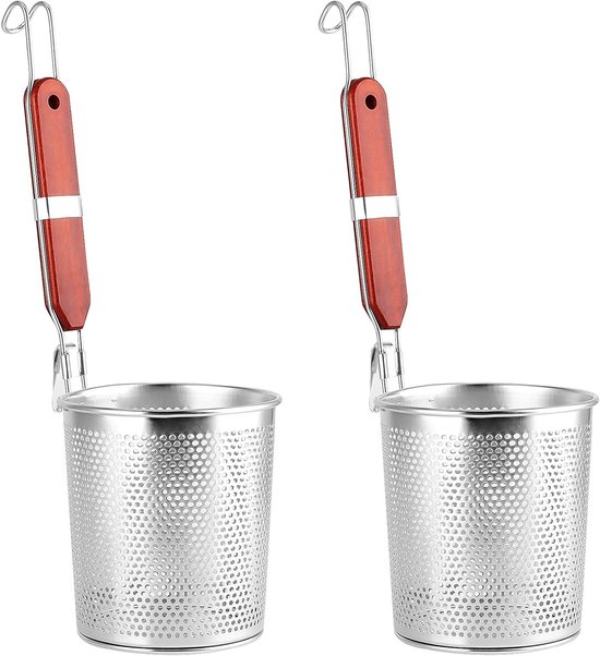 Set van 2 Ronde Microperforated Pasta Mandjes met Handvat - Ideaal voor Pasta, Dumplings en Groenten - Diameter 13 cm, Keukenaccessoire van Merkloos