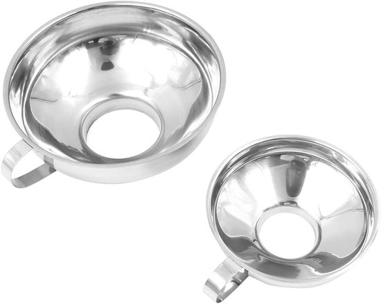 Set van 2 RVS Jam Trechters voor Keuken, Brede Trechter voor Overbrengen van Vloeistoffen, Bonen en Jam
