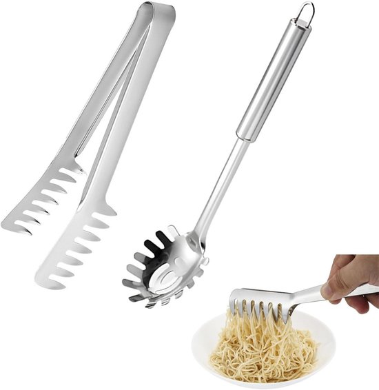 Set van 2 RVS Pastalepels - Spaghetti Server Set, Ideaal voor Koken en Bakken van Pasta