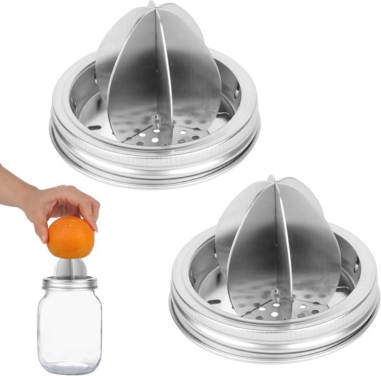 Set van 2 RVS Sapdeksels voor 86mm Weckpot - Verbeterd Handmatig Juicer Deksel voor Citrusvruchten zoals Citroen, Sinaasappel en Limoen