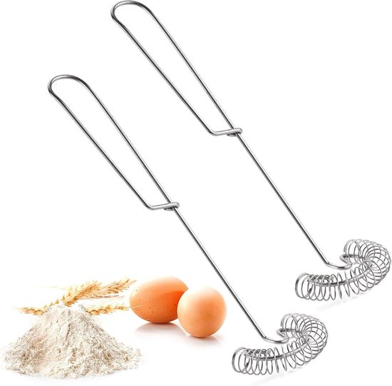 Set van 2 RVS Spiraal Garde en Mini Platte Handgarde voor het Mengen van Melk, Eieren en Sauzen van Merkloos