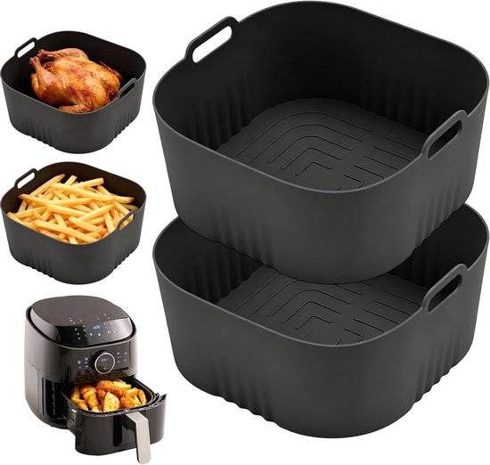 Set van 2 Siliconen Mallen voor Airfryer - Ideaal voor Bakken, Koken en Grillen, Geschikt voor 4.1L Modellen van Merkloos