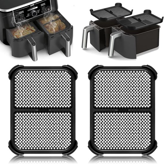Set van 2 Siliconen Spatdeksels voor Airfryer - Bescherming tegen Spatten en Vlekken, Geschikt voor Diverse Airfryer Modellen en Accessoires van Merkloos