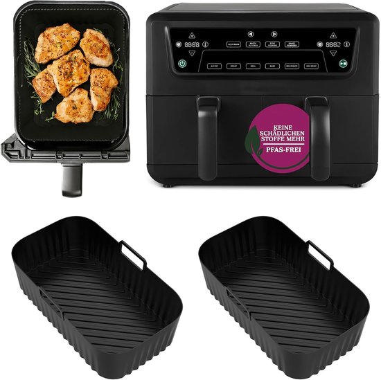 Set van 2 siliconen vormen voor Cuisinart XXL, 10,4 l, siliconen coating, accessoires voor keuken, Air Fryer, 2 vakken, bakvorm, vaatwasmachinebestendig
