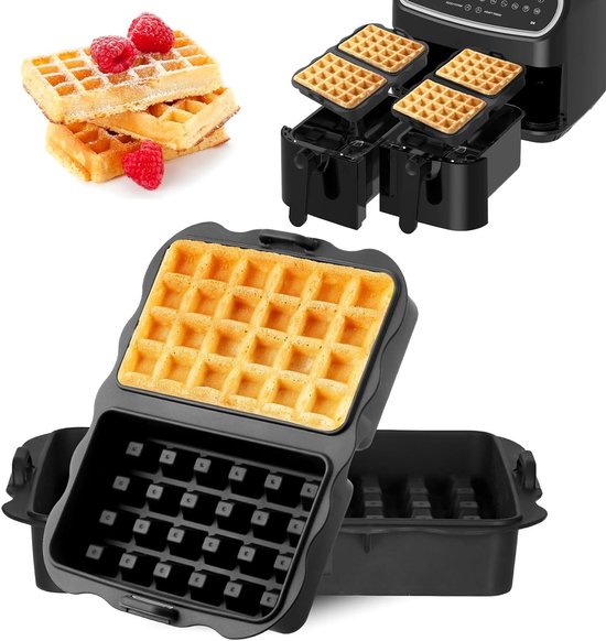 Set van 2 Siliconen Wafelvormen voor Airfryer - Duurzaam en Stapelbaar, Geschikt voor Belgische Wafels en Vaatwasserbestendig van Merkloos