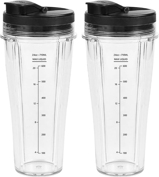 Set van 2 Vervangbekers voor Mixer, 710 ml, Met Afneembare Deksel, Geschikt voor Nutri Mixers en Blenderaccessoires