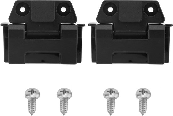 Set van 2 vervangende koelbox scharnieren van zwart plastic met 4 zilveren ijzeren schroeven, ideaal voor koelboxen, accessoires voor buiten en kamperen van Merkloos