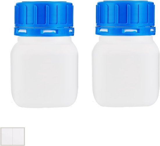 Set van 2 Weithalsflessen 100ml met Schroefdop - HDPE Laboratoriumflessen voor Chemie, Keuken en Hobbygebruik