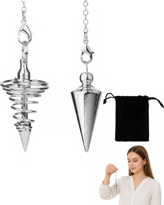 Set van 2 zilver metallic metaal | incl. zacht gevoerde fleece tas | optimaal zwaartepunt voor nauwkeurige radonavigatie en diepe chakra-reiniging