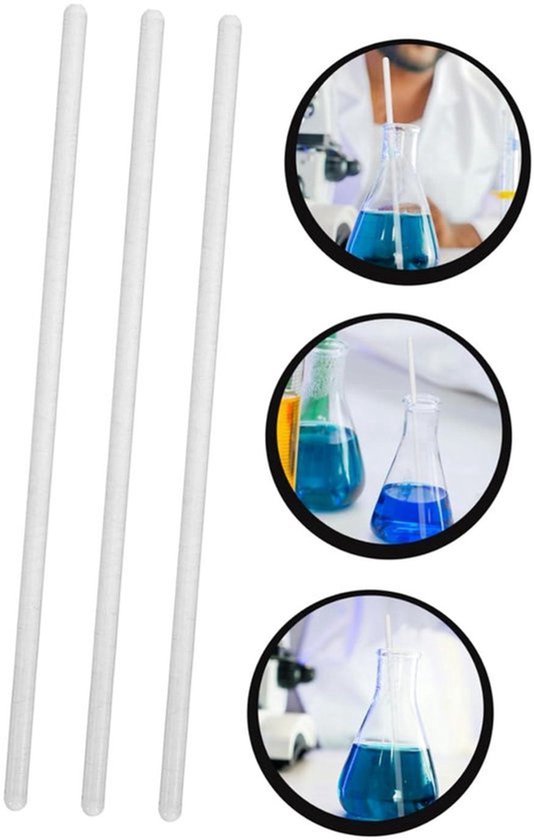 Set van 3 glazen roerstaafjes voor cocktails en dranken met ronde kop van Merkloos