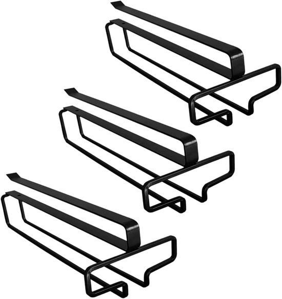 Set van 3 Hangende Wijnglashouders voor Keuken en Bar - Metalen Steun voor Makkelijk Ophangen en Ruimtebesparing - 26x7x11cm van Merkloos