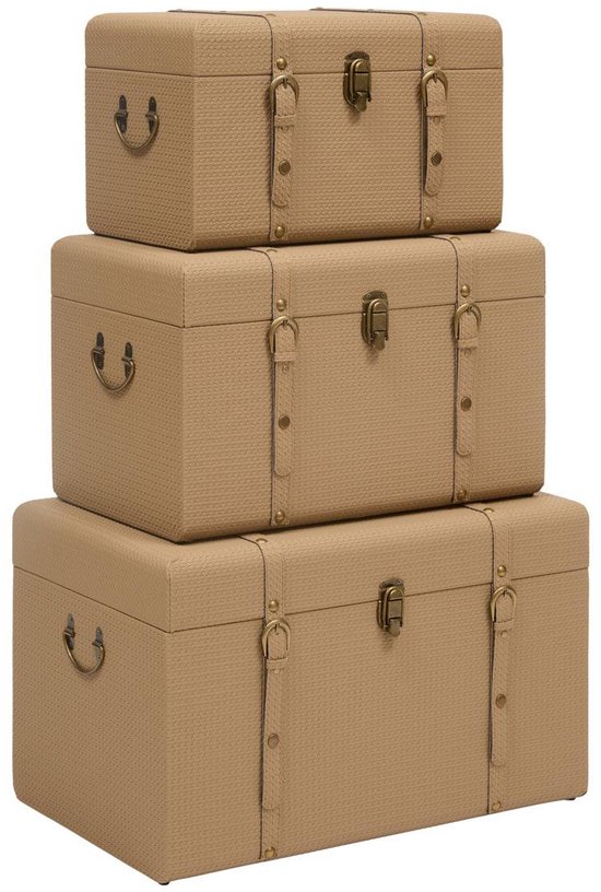 Set van 3 rechthoekige Bonie-koffers in beige