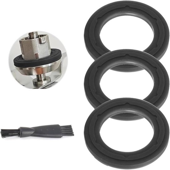 Set van 3 Rubberen Afdichtingen voor Keukenmachine Hakmolenmes - Inclusief Reinigingsborstel van Merkloos