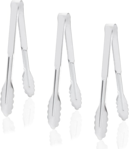 Set van 3 RVS Keukentangen, 12'' Hittebestendige Grilltangen voor Koken, Serveren en Roosteren, Ideaal voor Buffet, Salades en IJs van Merkloos