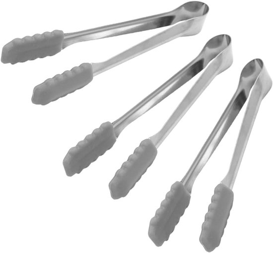 Set van 3 Siliconen IJslepels - RVS IJslepels en Snoepscheppen voor Feestjes, Buffetten en Picknicks (Grijs) van Merkloos