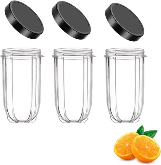 Set van 3 Vervangende 16OZ Bekers met Deksel voor Blender en Juicer, Geschikt voor 250W Apparaten, Ideaal voor Smoothies en Sapjes