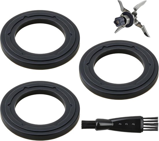 Set van 3 waterdichte afdichtringen voor hakmes, vervangende siliconen ringen voor keukenmachines en blenders (grijs)
