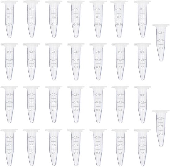 Set van 30 Plastic Micro Tubes voor Centrifugeren, Juicer Slangen en Laboratorium Experimenten (1 ml)