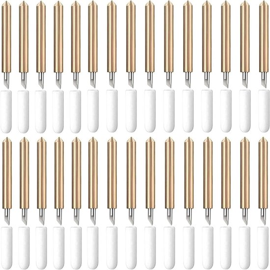 Set van 30 Premium Vervangingsbladen voor Snijmachines, Geschikt voor Cricut Explore Air en Maker 3, Goudkleurig