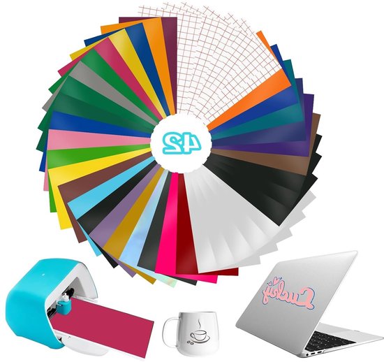 Set van 36 Smart Vinyl Permanent met 6 Zelfklevende Plotter Transfer Film, 14 x 30.5 cm, Ideaal voor Cricut Joy en Creatieve Vinyl Projecten