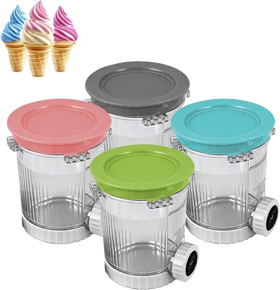 Set van 4 480 ml tubs voor ijsbereiding, smoothies en desserts - accessoires voor de Ninja Creami