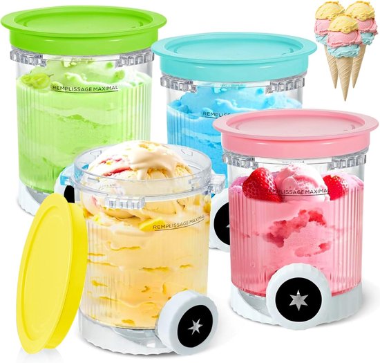 Set van 4 containers voor Ninja Swirl by CREAMi ijsmachine NC700-serie, potten compatibel met Ninja Swirl, voor Ninja NC701EU, accessoires BPA-vrij en vaatwasser (4)