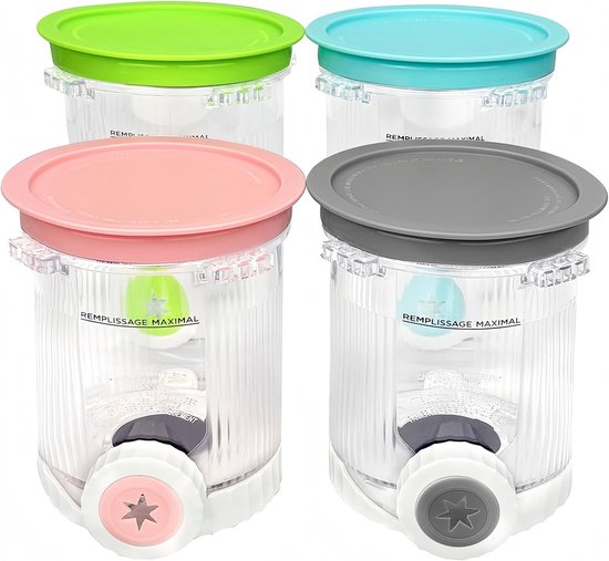 Set van 4 Creami-containers voor Ninja Swirl NC701EU 480 ml, BPA-vrij, vaatwasmachinebestendig, compatibel met Ninja Swirl containers